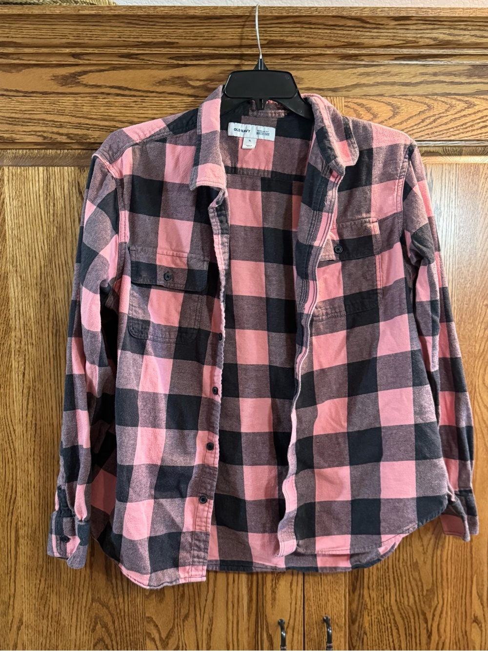 Pink and Blue Buffalo Plaid Button-Up Flannel Shirt